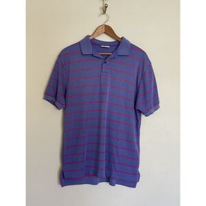 VTG L.L. Bean 90's Purple Striped Short Sleeve Collared Polo Shirt. Size M/L.